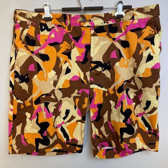 Loudmouth Mens Golf Shorts Size 43 Colorful Silhouette of Girls Chino Outdoors - Picture 1 of 8